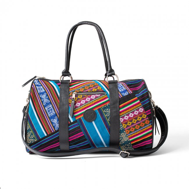 Inkkas Bluebird Patchwork Weekender Duffle Bag
