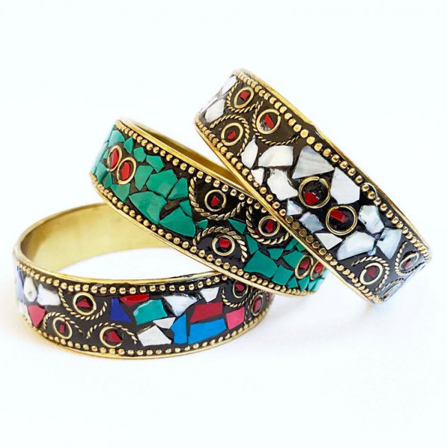 Inkkas White Hologram Mosaic Bangle
