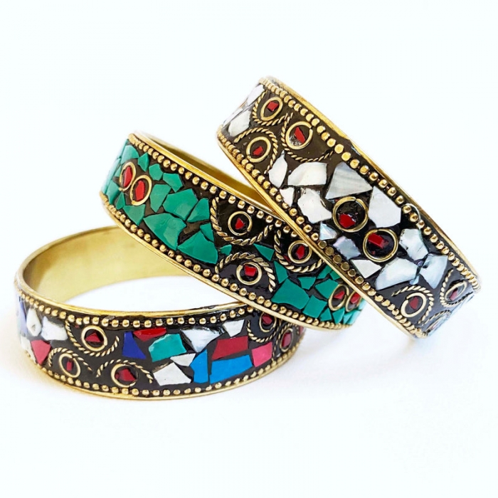Inkkas White Hologram Mosaic Bangle