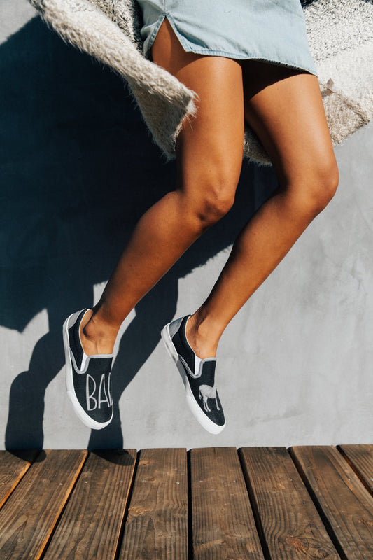 Inkkas Women's BADass - Black Slip On