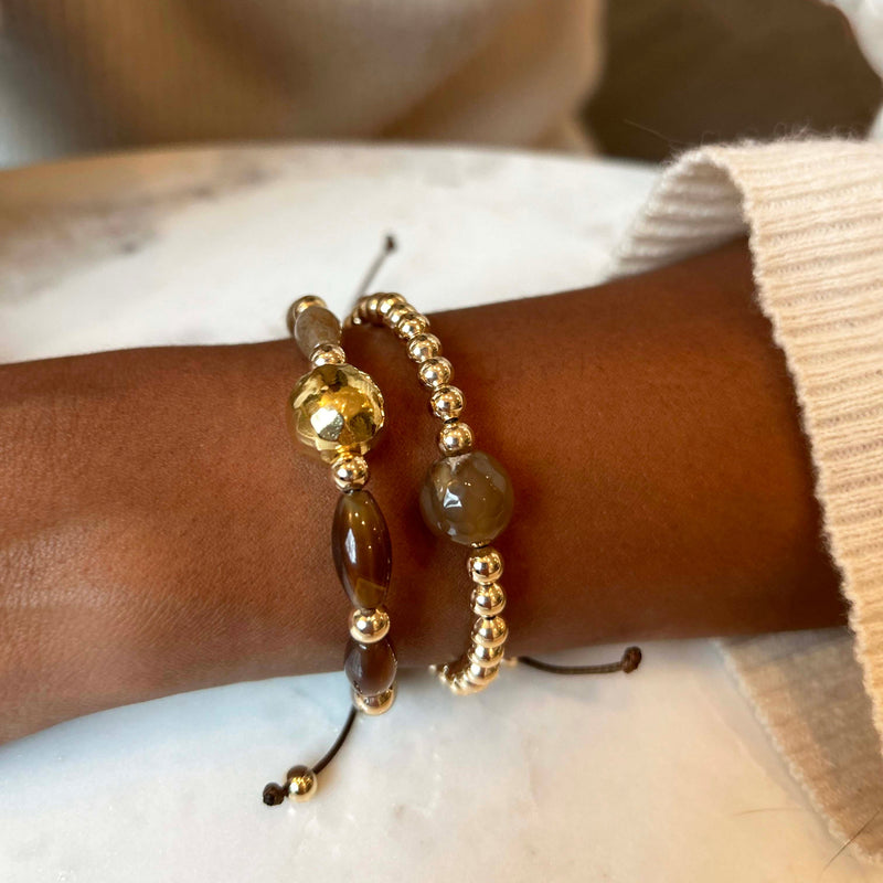 Inkkas Agatha & Gold Bracelet (Set of Two)
