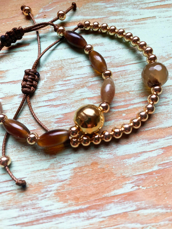 Inkkas Agatha & Gold Bracelet (Set of Two)