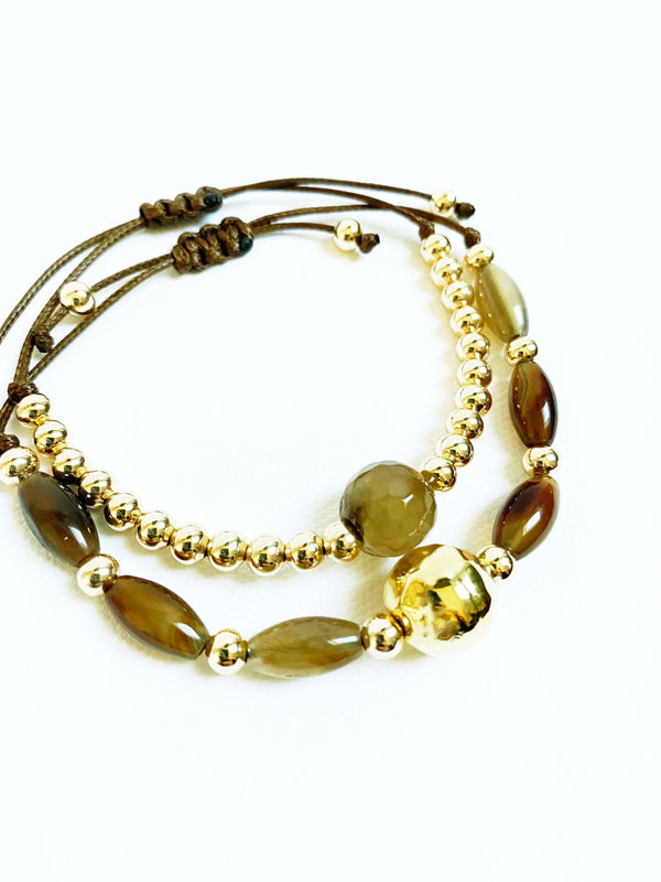 Inkkas Agatha & Gold Bracelet (Set of Two)