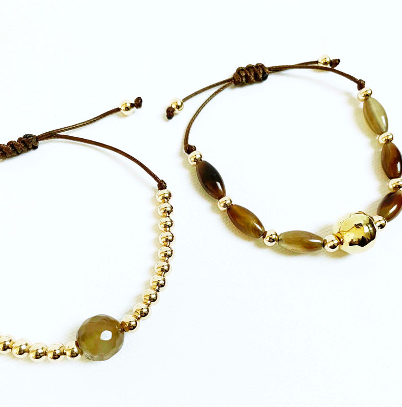 Inkkas Agatha & Gold Bracelet (Set of Two)