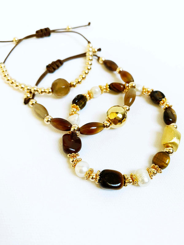Inkkas Agatha & Gold Bracelet (Set of Two)