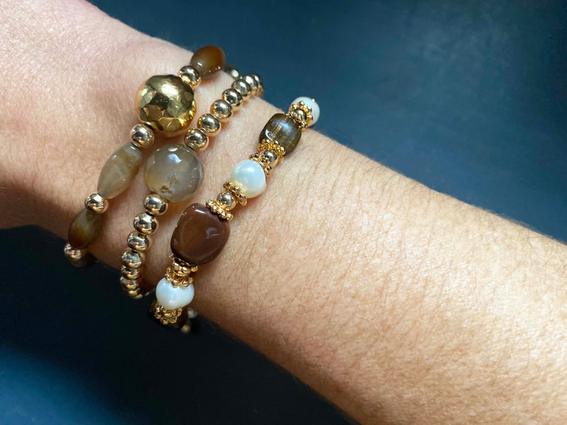 Inkkas Agatha & Gold Bracelet (Set of Two)