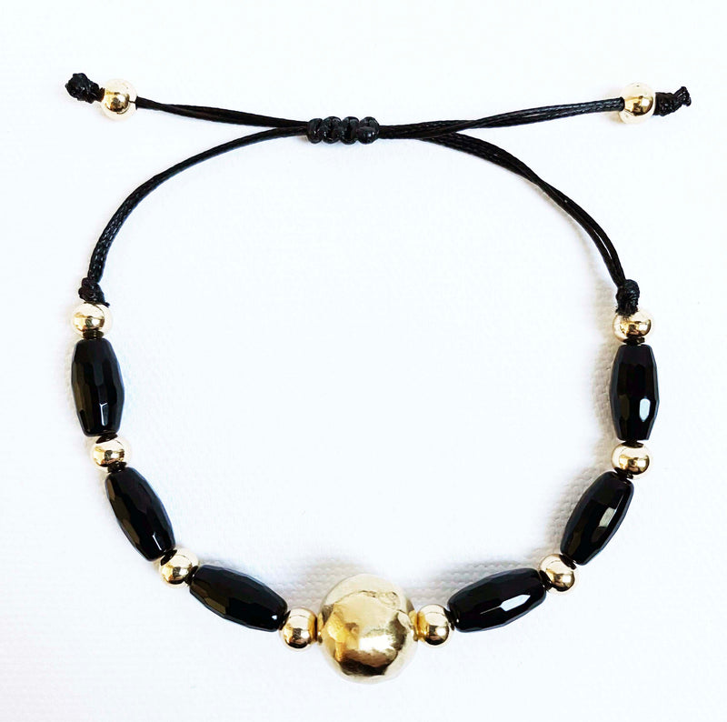 Inkkas Black Onyx & Gold Bracelet (Set of Two)