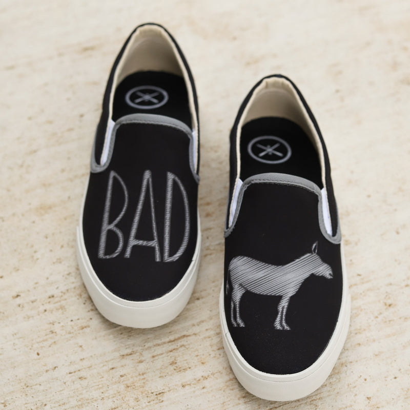 Inkkas Men's BADass - Black Slip On