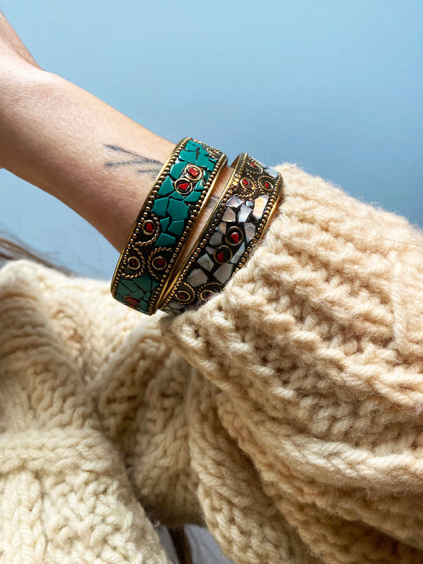 Inkkas White Hologram Mosaic Bangle