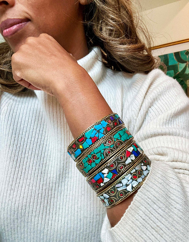 Inkkas White Hologram Mosaic Bangle
